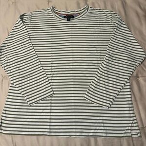 AYR FRENCH FRY long sleeve tee Artichoke GREEN Stripe SMALL
